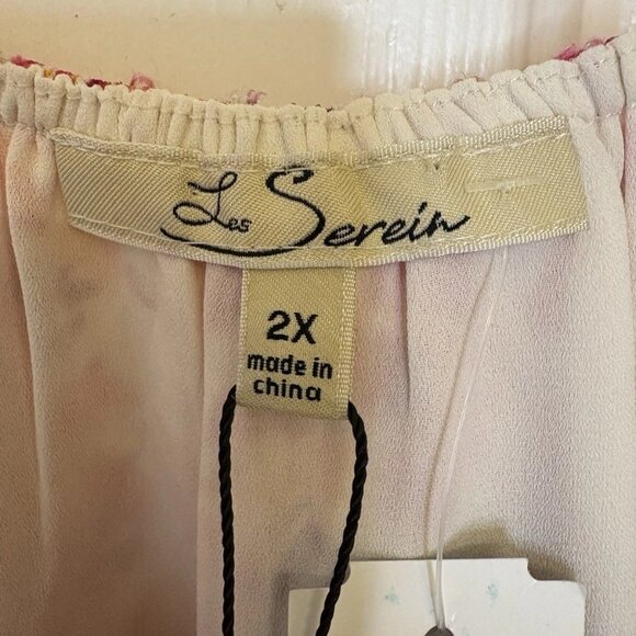 Les Serein Stitch Fix Paisley Boho Peasant Flowy Tunic Top | 2X NWT Pink Orange - Picture 4 of 7